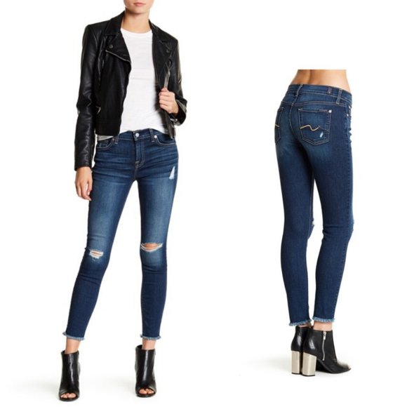 7 For All Mankind Denim - 7 For All Mankind Gwenevere Raw Hem Ankle Jean